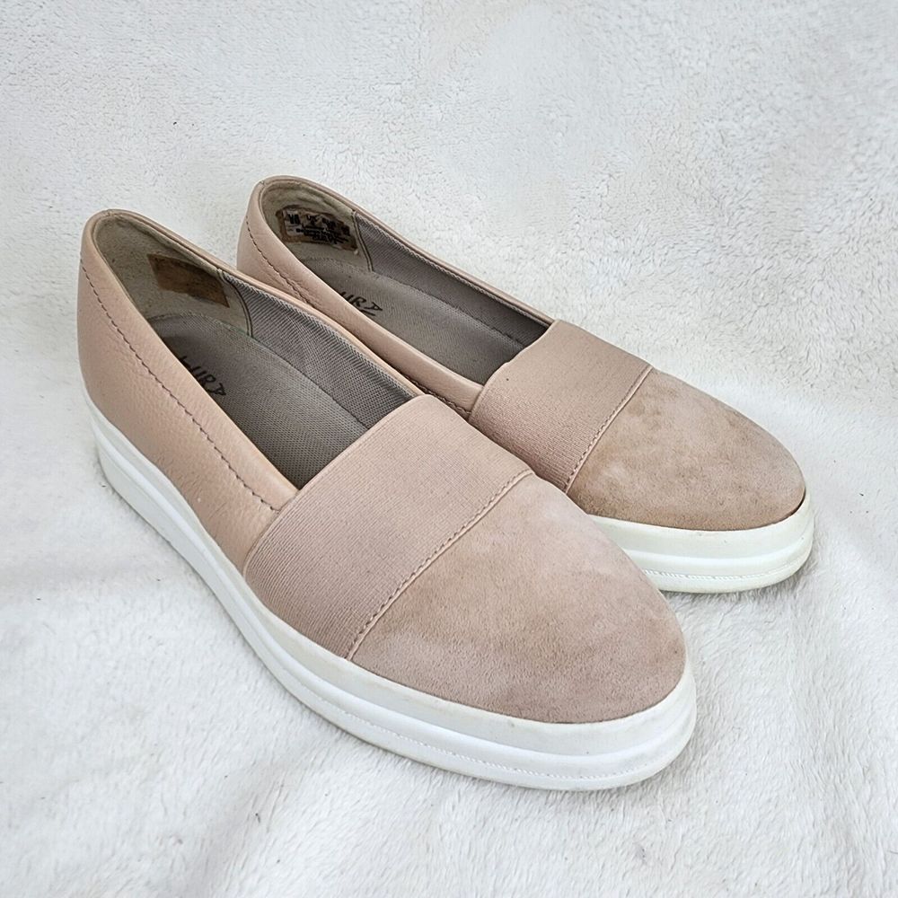 Naturalizer Womens Pink Suede Leather Slip-On Platform Sneakers Loafer Shoes 8M